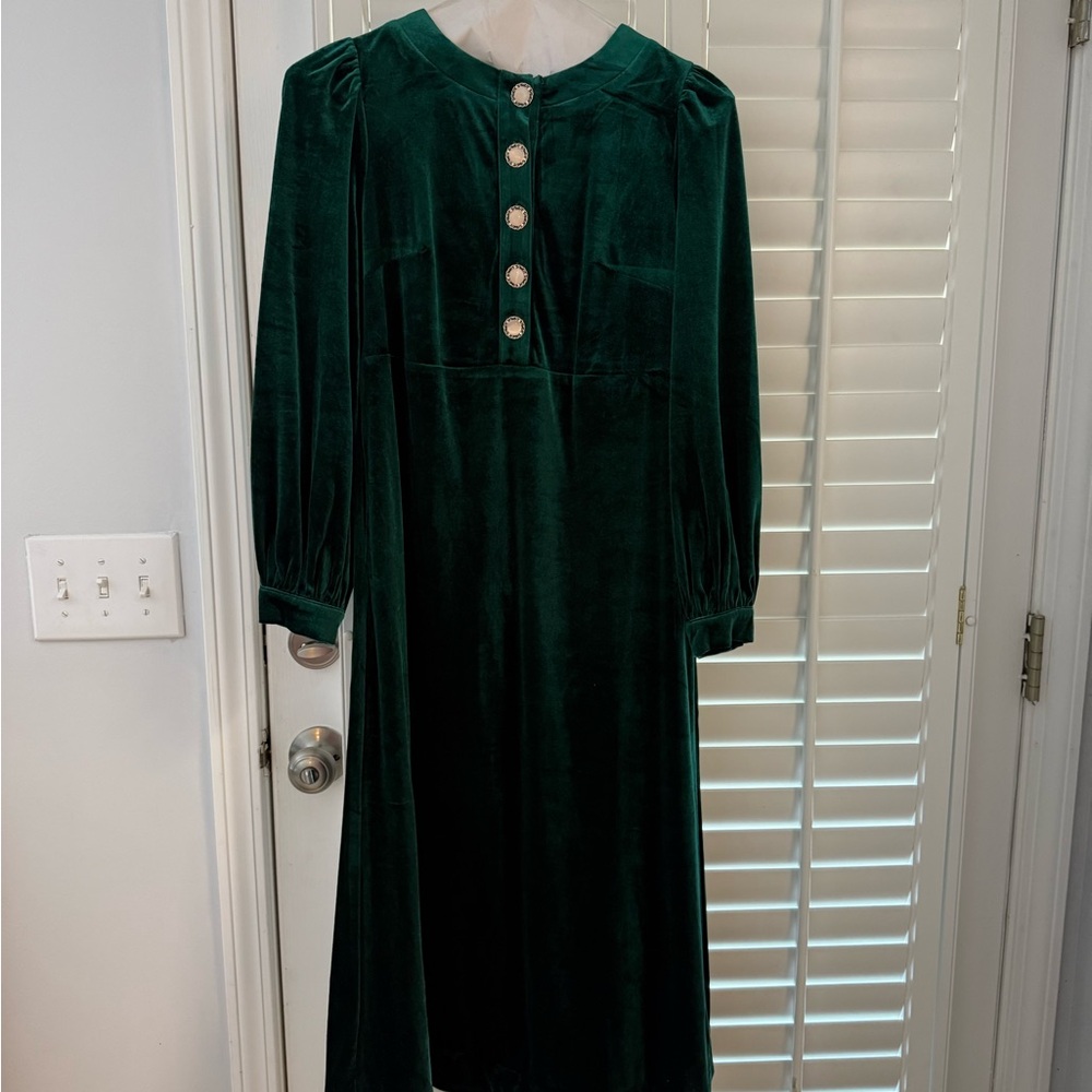 Tuckernuck Pomander Place Elegant Green Velvet Dress